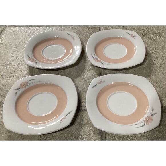 Lot Of 4 Vintage Nikko Japan Quadrille Peachglow Saucers 6” - Picture 4 of 7